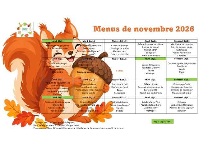 menus novembre